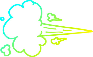 cold gradient line drawing of a cartoon whooshing cloud