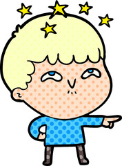 cartoon amazed boy