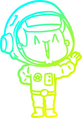 cold gradient line drawing of a singing cartoon astronaut