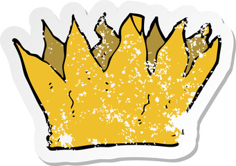 retro distressed sticker of a cartoon paper crown