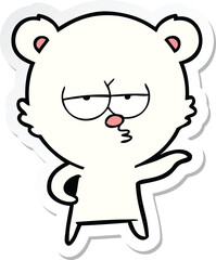 sticker of a bored polar bear cartoon