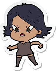 sticker of a cartoon stressed woman