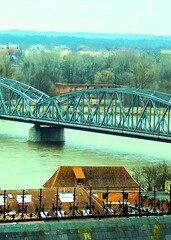 railway bridge over the Vistula River in Toruń - obrazy, fototapety, plakaty