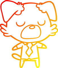 warm gradient line drawing of a cartoon dog manager