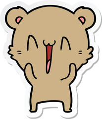 sticker of a happy bear cartoon