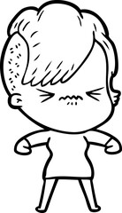 cartoon annoyed hipster girl