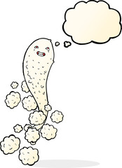 cartoon spooky ghost with thought bubble
