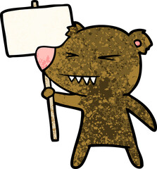 angry bear cartoon protesting
