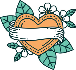 iconic tattoo style image of a heart and banner
