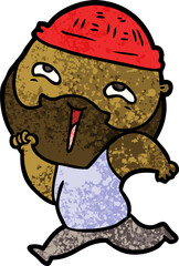 cartoon happy bearded man