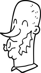 line drawing cartoon man with muttonchop facial hair