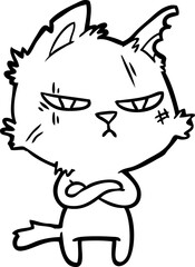 tough cartoon cat folding arms