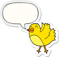 cartoon bird with speech bubble sticker - 775975638