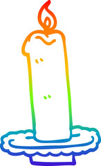 rainbow gradient line drawing of a cartoon burning candle - 775975680