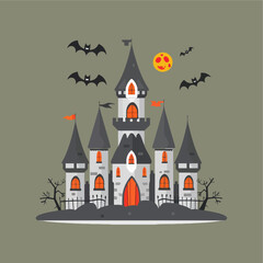vector flat halloween castles...
