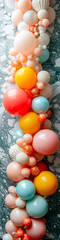 Fototapeta na wymiar free space on the upper corner for title banner with a colorful balloons