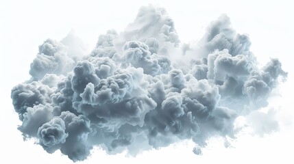 Detailed 3D render of a cumulus cloud, isolated against a white background... - obrazy, fototapety, plakaty