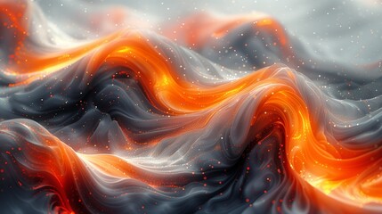 A dynamic portrayal of the ocean's power captured in vibrant shades of orange and blue