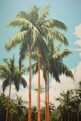 Fototapeta na wymiar A painting of palm trees with the word palm