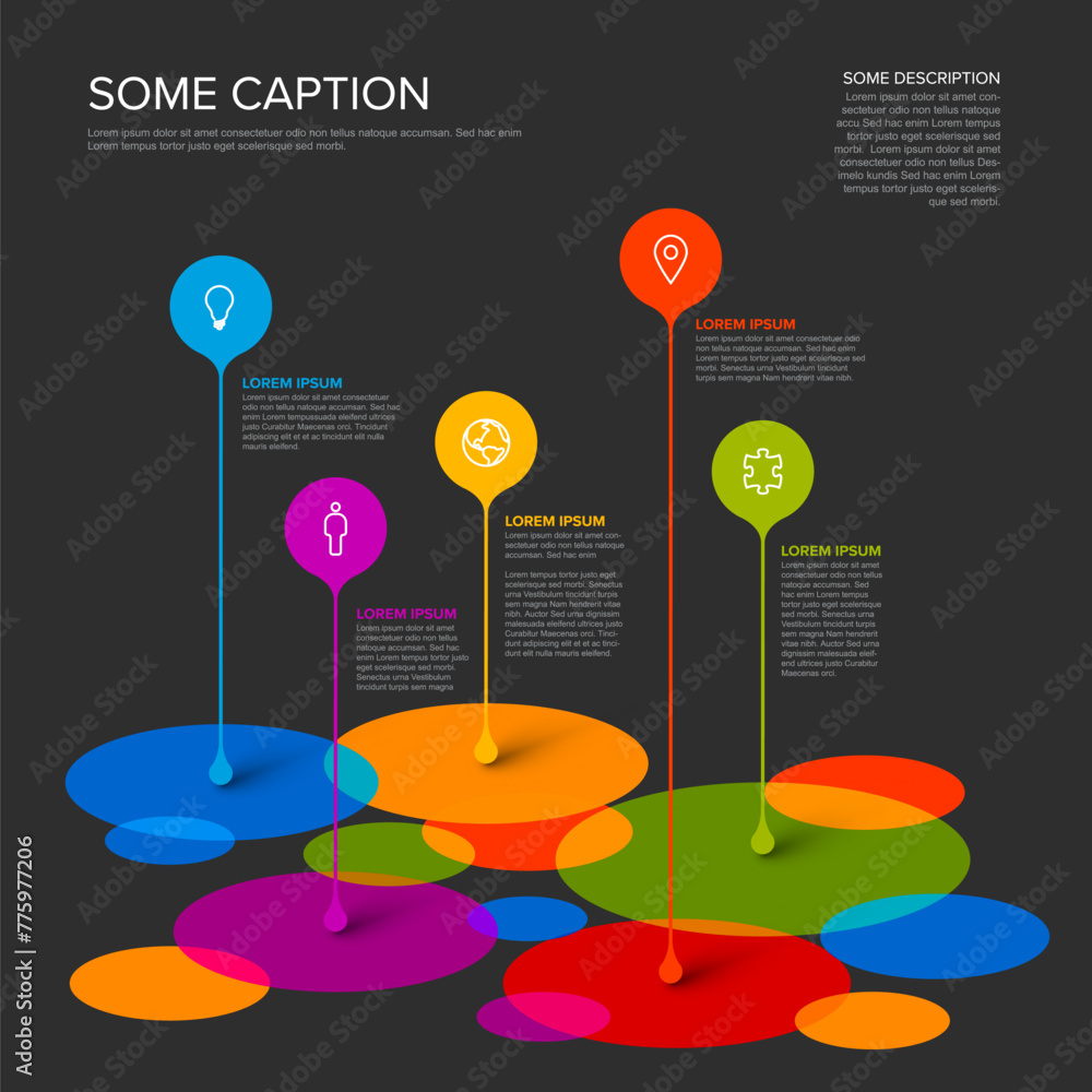 Aufkleber vector dark multipurpose infographic template design with circle elements