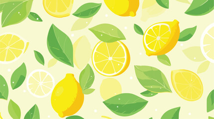 Slice of a lemon pattern Seamless background 2d fla