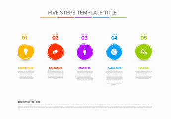 Five brush circle steps timeline process infographic template