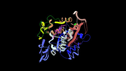Antimicrobial enzyme lysozyme isolated in black background 3d illustrator