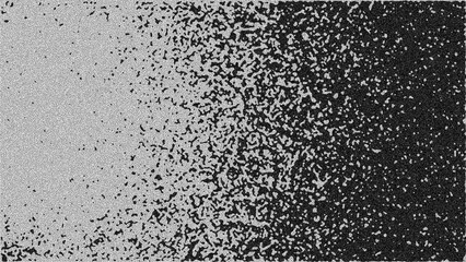 Grain noise texture. Grit sand noise overlay background. Gradient halftone vector texture. Halftone dot and spray effects.