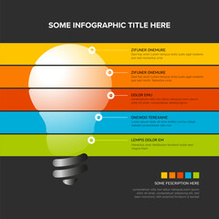 Light bulb multipurpose infographic template made from color stripes on dark background - 775977488