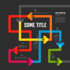 Dark Tangle timeline Infographic template with arrows on color line