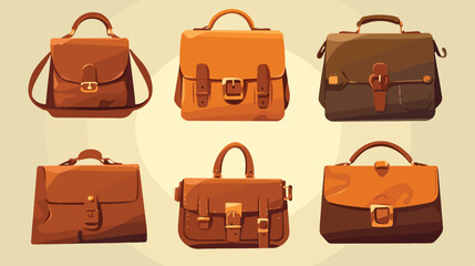 Small bag in brown color illustration 2d flat carto