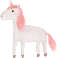 watercolor cute unicorn side view in pastel color , kawaii unicorn set