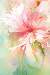 Beautiful abstract pink and green impressionistic flora