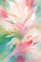 Beautiful abstract pink and green impressionistic flora