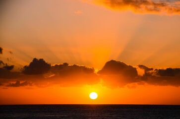 Sun Setting on the Atlantic Ocean in Tenerife Canary Islands, Spain