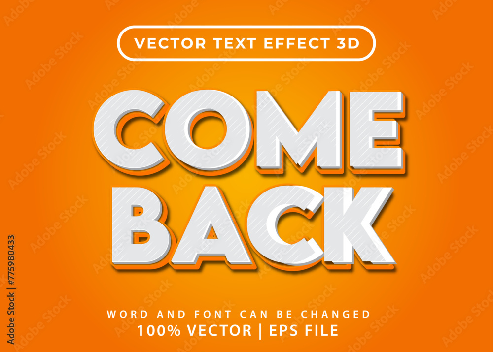 Poster editable 3d text effect - come back 3d text effect templeate