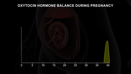 Oxytocin hormone balance during pregnancy graph 3d illustration - obrazy, fototapety, plakaty