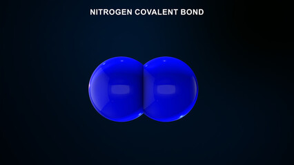 N2 covalent bond isolated in black background 3d illustration