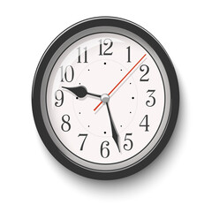 Elegant black oval wall clock isolated on white background - 775980841