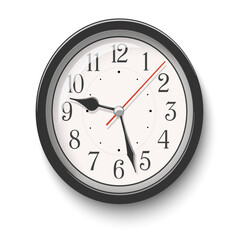 Vector elegant black oval wall clock isolated