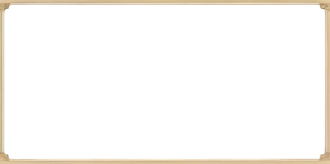 Rectangle vintage gold frame for web presentation, horizontal border in oriental style, PNG with transparent background.