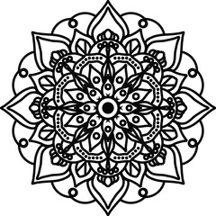 Flower mehndi pattern for Henna drawing and tattoo.Mandala coloring book simple and basic for beginners, seniors and children.