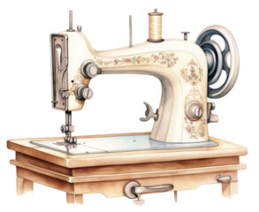 Vintage sewing machine on wooden table