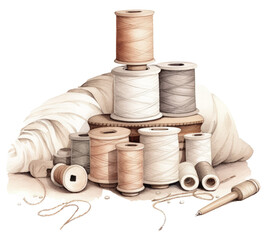 Assorted threads and sewing notions still life - obrazy, fototapety, plakaty