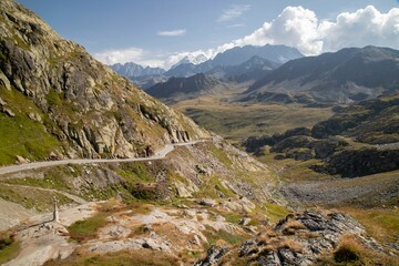 Beautiful landscape of Saint Bernard Pass between Italy and Switzerland