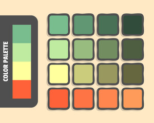 Darkseagreen palegreen palegoldenrod tomato color palette, colour matching, rgb colors, harmonious colours catalog