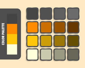 Darkslategray darkorange gold lightyellow color palette, colour matching, rgb colors, harmonious colours catalog