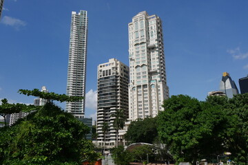 Hochhäuser in der Stadt Panama City an der Cinta Costera
