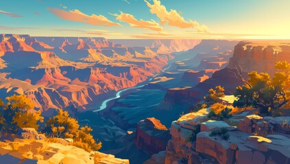 Grand Canyon at sunset - obrazy, fototapety, plakaty