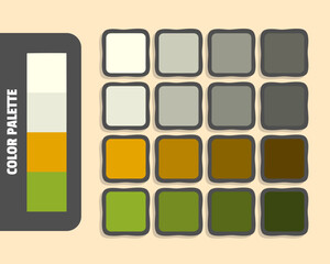 İvory beige orange yellowgreen color palette, colour matching, rgb colors, harmonious colours catalog